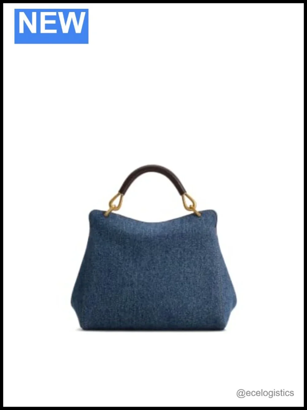 Washed Denim Crossbody Top Handle Bag with Detachable Strap